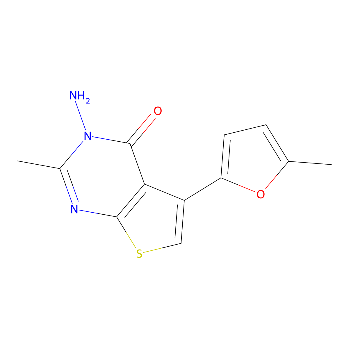 3-amino-2-methyl-5-(5-methylfuran-2-yl)thieno[2,3-d]pyrimidin-4(3H)-one molecular structure, CAS 379241-65-3