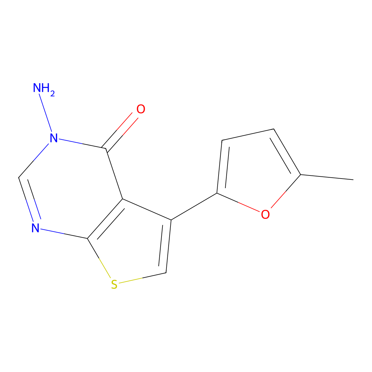 3-amino-5-(5-methylfuran-2-yl)thieno[2,3-d]pyrimidin-4(3H)-one molecular structure, CAS 379241-66-4
