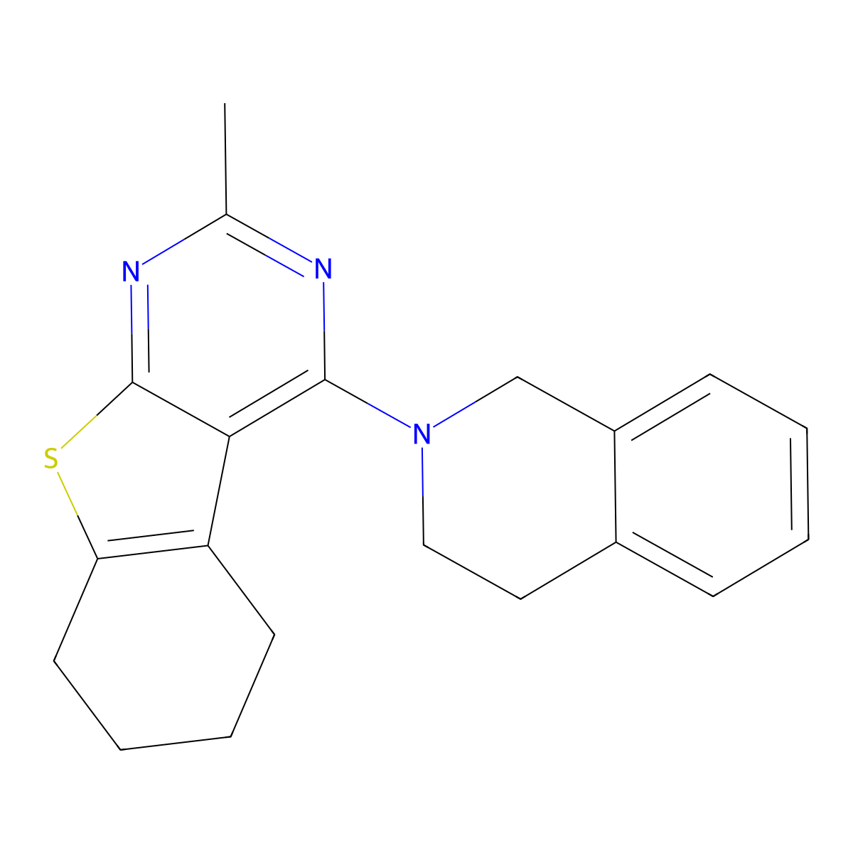 4-(3,4-dihydroisoquinolin-2(1H)-yl)-2-methyl-5,6,7,8-tetrahydro[1]benzothieno[2,3-d]pyrimidine molecular structure, CAS 379241-82-4