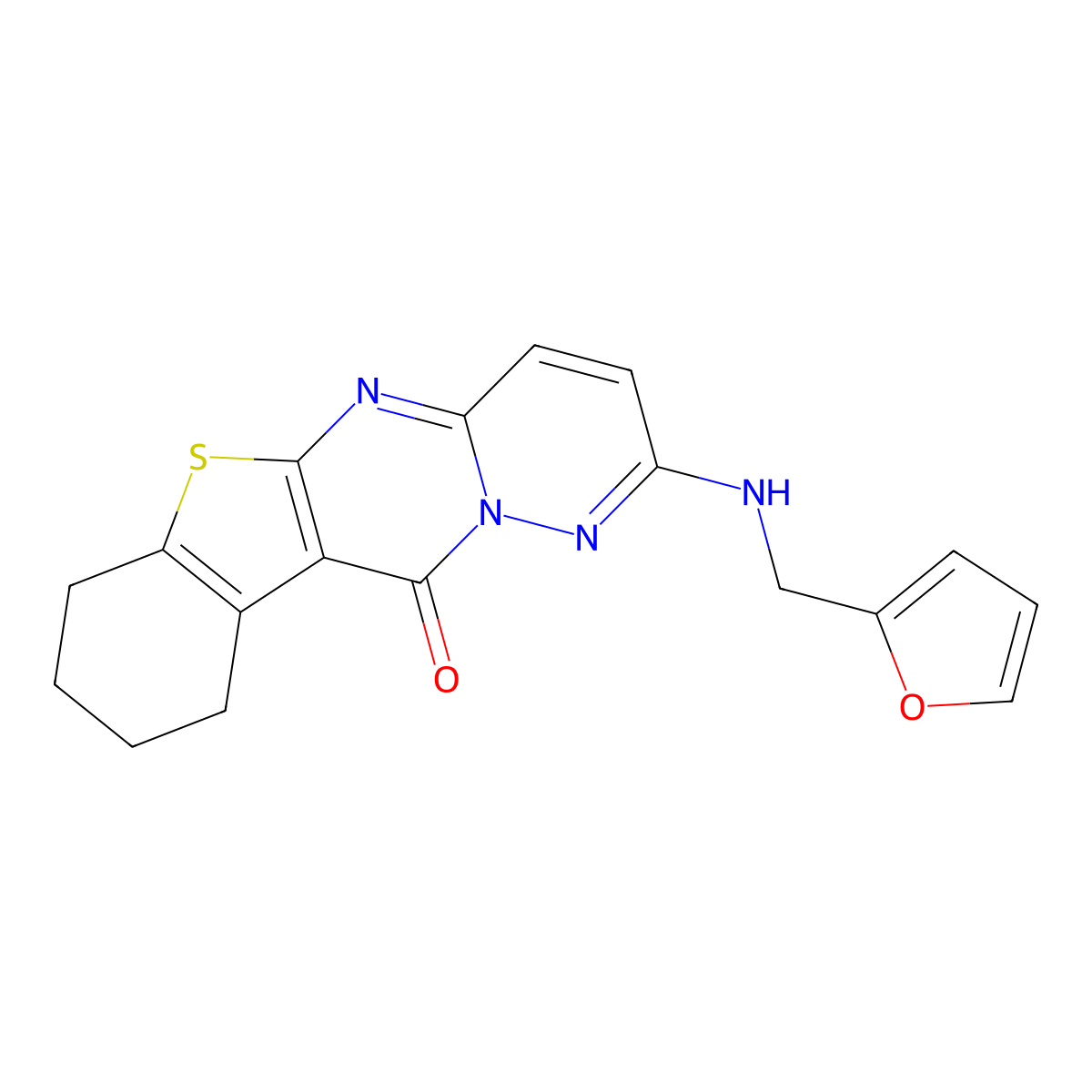 6-{[(Furan-2-yl)methyl]amino}-17-thia-2,7,8-triazatetracyclo[8.7.0.0^{3,8}.0^{11,16}]heptadeca-1(10),2,4,6,11(16)-pentaen-9-one molecular structure, CAS 379242-35-0