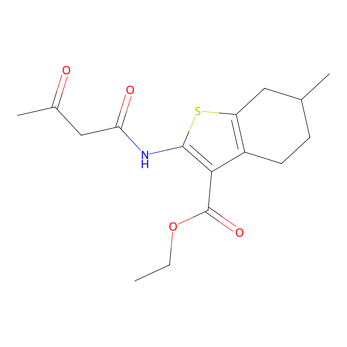 Ethyl 6-methyl-2-(3-oxobutanamido)-4,5,6,7-tetrahydro-1-benzothiophene-3-carboxylate molecular structure, CAS 379242-48-5
