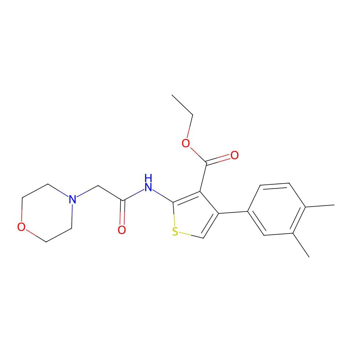 Ethyl 4-(3,4-dimethylphenyl)-2-[(morpholin-4-ylacetyl)amino]thiophene-3-carboxylate molecular structure, CAS 379242-63-4