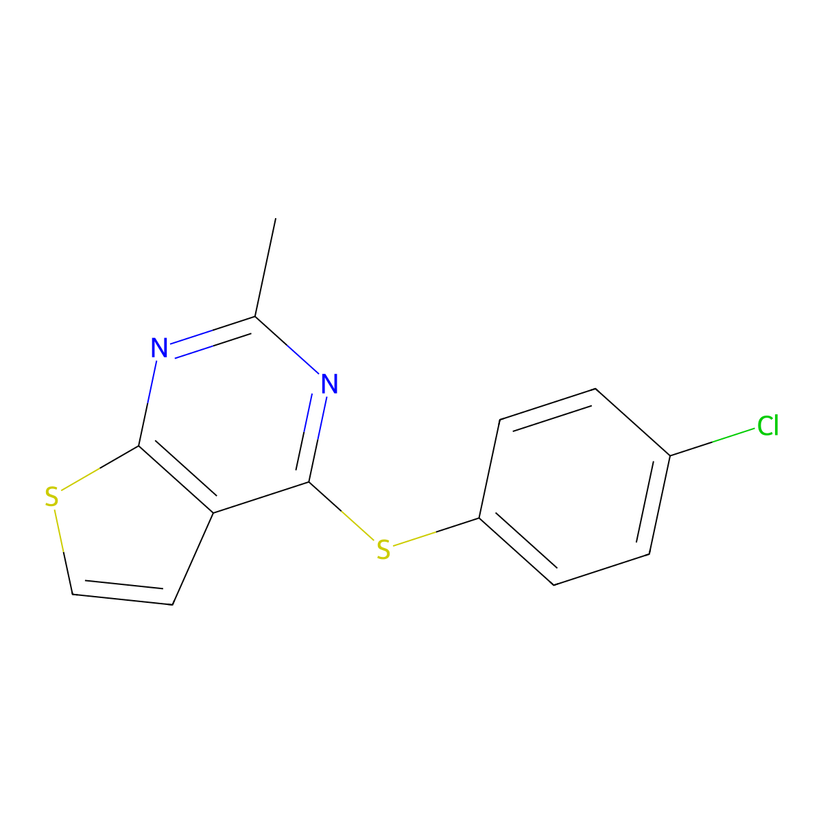 4-[(4-Chlorophenyl)sulfanyl]-2-methylthieno[2,3-d]pyrimidine molecular structure, CAS 379242-68-9