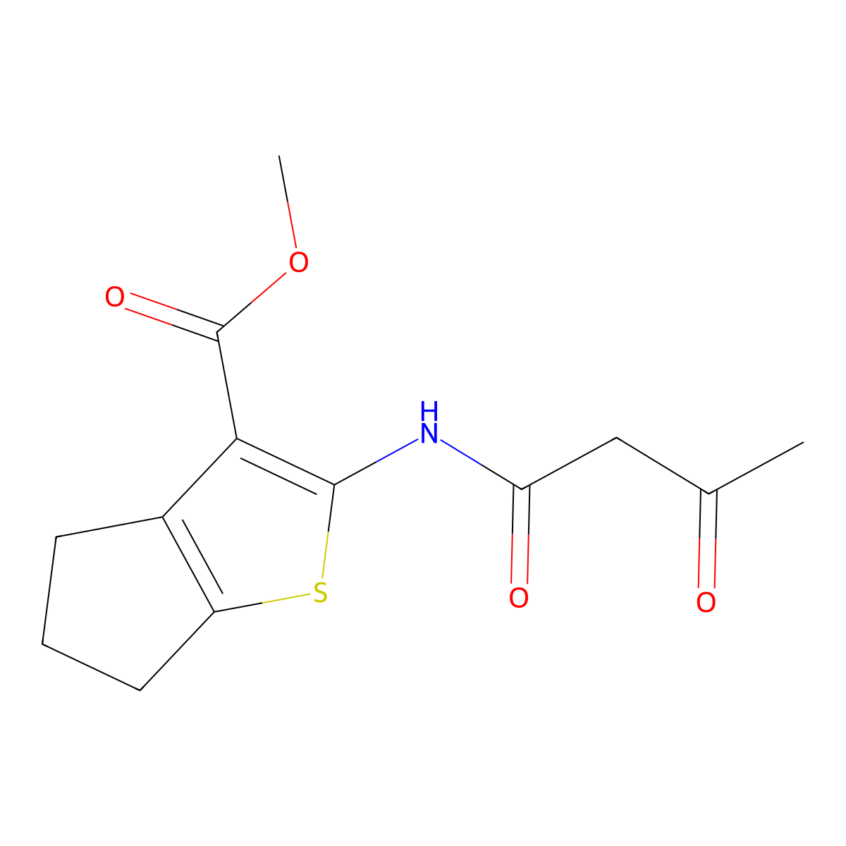 methyl 2-(3-oxobutanamido)-4H,5H,6H-cyclopenta[b]thiophene-3-carboxylate molecular structure, CAS 379242-90-7