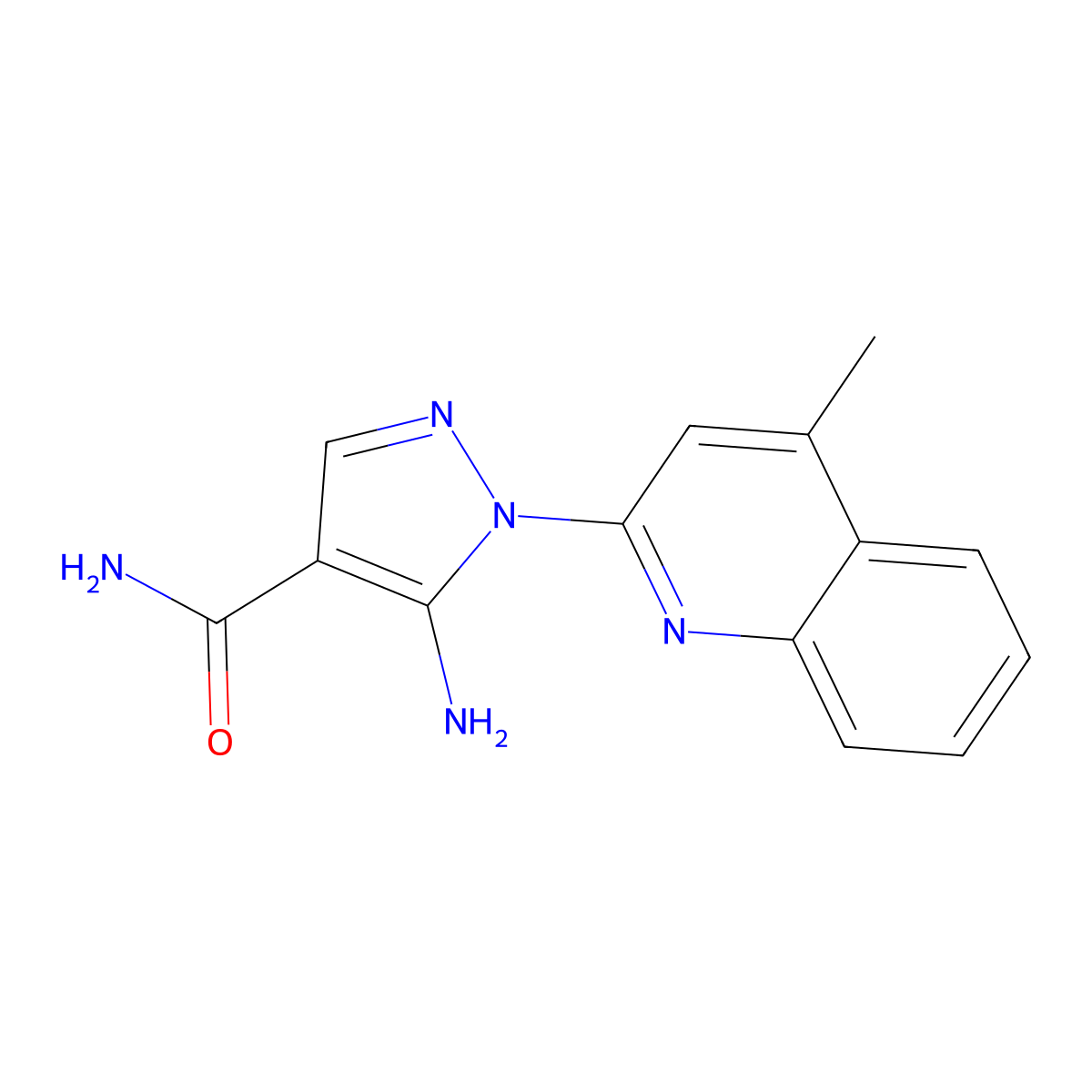 5-amino-1-(4-methylquinolin-2-yl)-1H-pyrazole-4-carboxamide molecular structure, CAS 379242-98-5