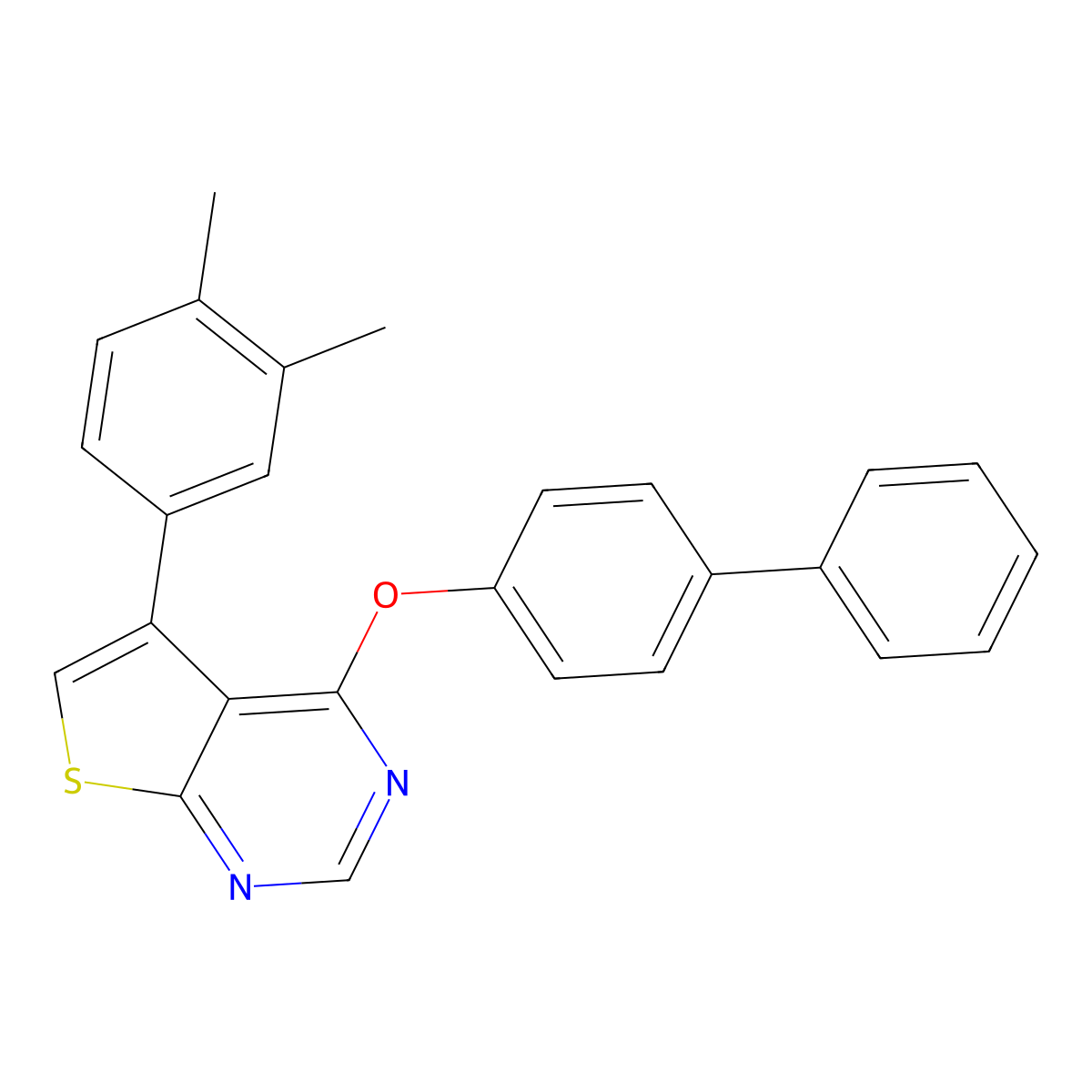 4-(Biphenyl-4-yloxy)-5-(3,4-dimethylphenyl)thieno[2,3-d]pyrimidine molecular structure, CAS 379243-04-6