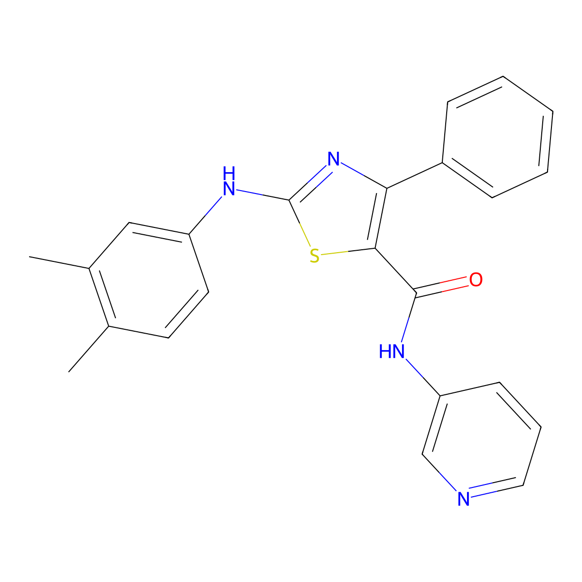 2-[(3,4-dimethylphenyl)amino]-4-phenyl-N-(pyridin-3-yl)-1,3-thiazole-5-carboxamide molecular structure, CAS 379243-10-4