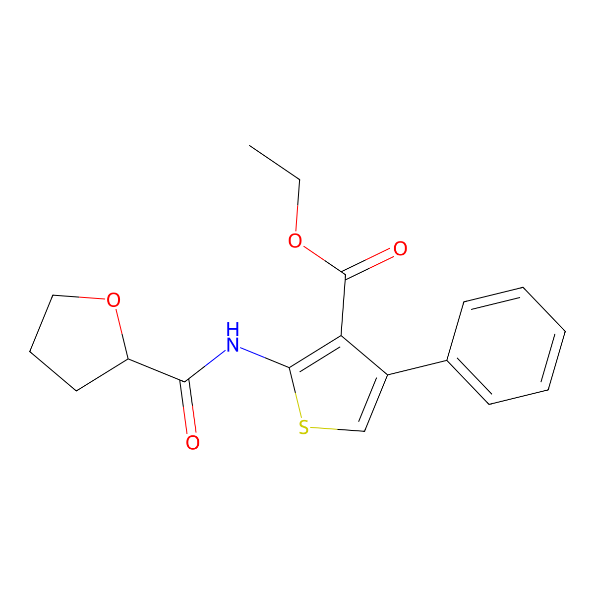 Ethyl 2-(oxolan-2-ylcarbonylamino)-4-phenylthiophene-3-carboxylate molecular structure, CAS 379243-17-1