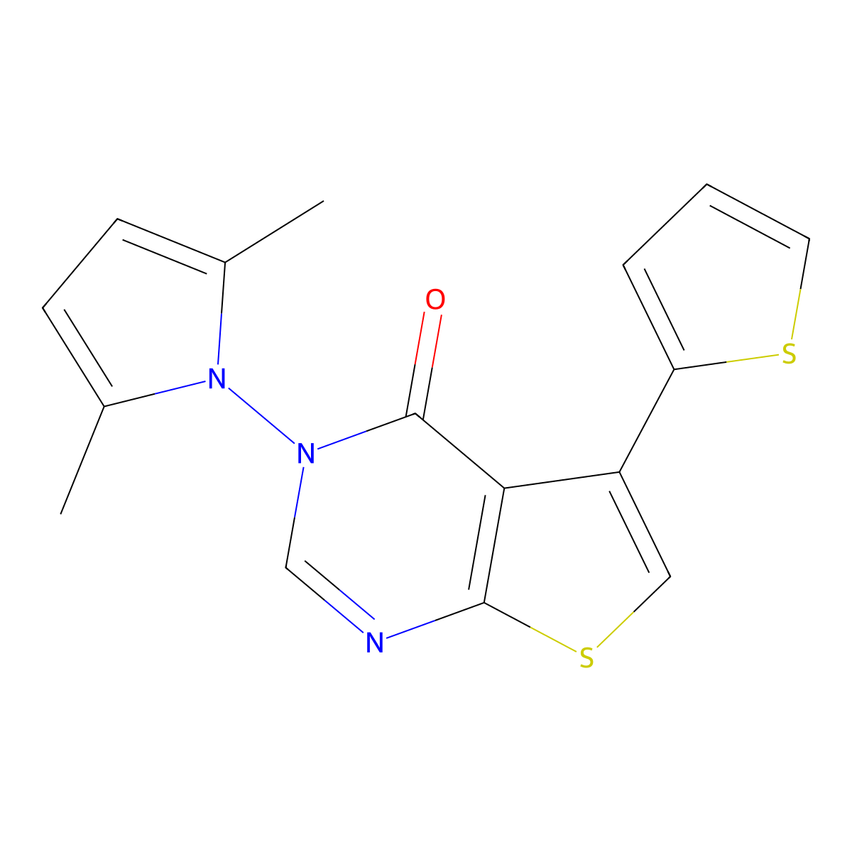 3-(2,5-Dimethylpyrrol-1-yl)-5-thiophen-2-ylthieno[2,3-d]pyrimidin-4-one molecular structure, CAS 379243-18-2
