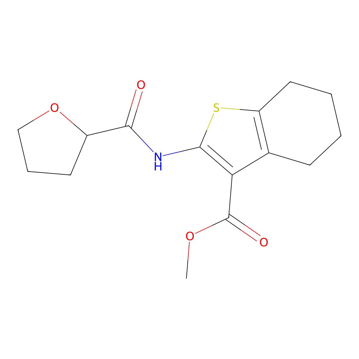 Methyl 2-[(tetrahydrofuran-2-ylcarbonyl)amino]-4,5,6,7-tetrahydro-1-benzothiophene-3-carboxylate molecular structure, CAS 379243-19-3