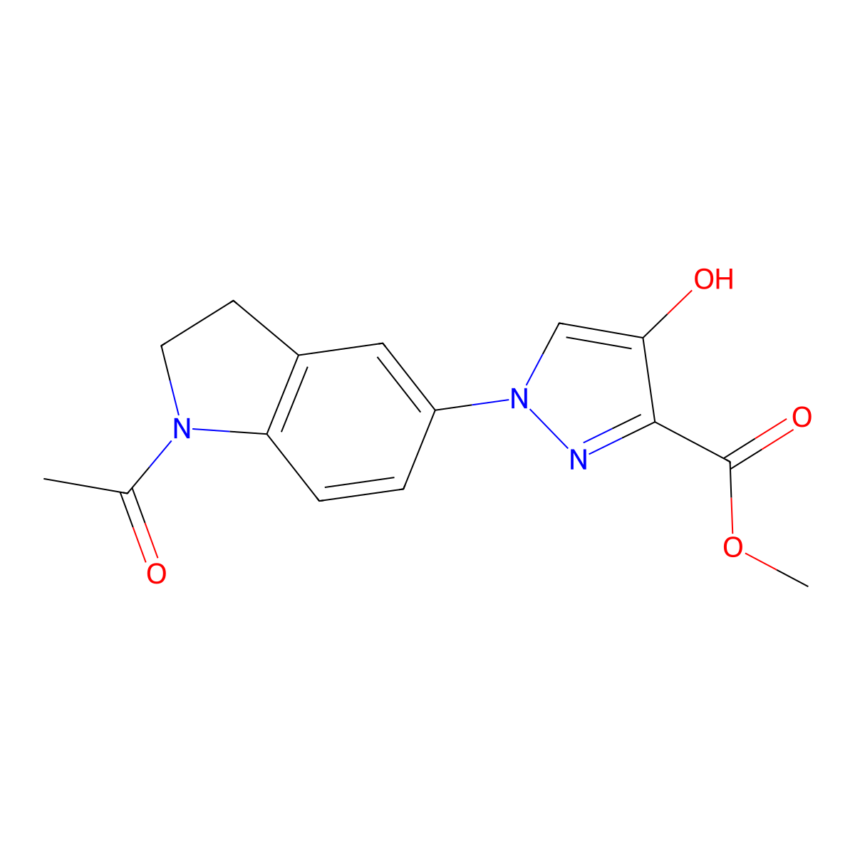 Methyl 1-(1-acetyl-2,3-dihydroindol-5-yl)-4-hydroxypyrazole-3-carboxylate molecular structure, CAS 379243-20-6