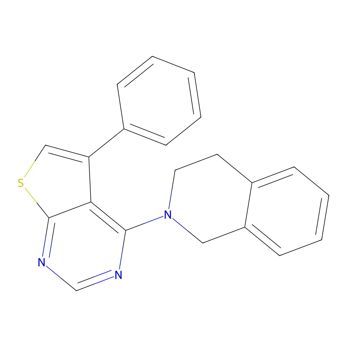 4-(3,4-dihydro-1H-isoquinolin-2-yl)-5-phenylthieno[2,3-d]pyrimidine molecular structure, CAS 379243-31-9