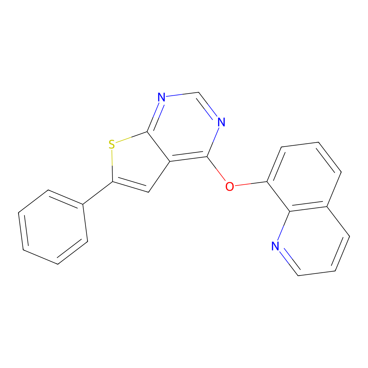 8-({6-Phenylthieno[2,3-d]pyrimidin-4-yl}oxy)quinoline molecular structure, CAS 379243-42-2