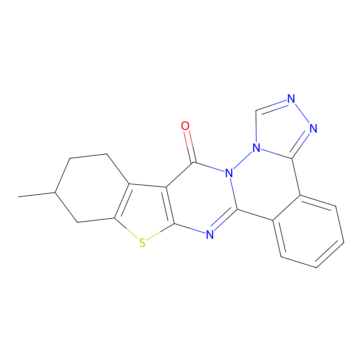 11-methyl-10,11,12,13-tetrahydro-14H-[1]benzothieno[2',3':4,5]pyrimido[2,1-a][1,2,4]triazolo[4,3-c]phthalazin-14-one molecular structure, CAS 379243-64-8