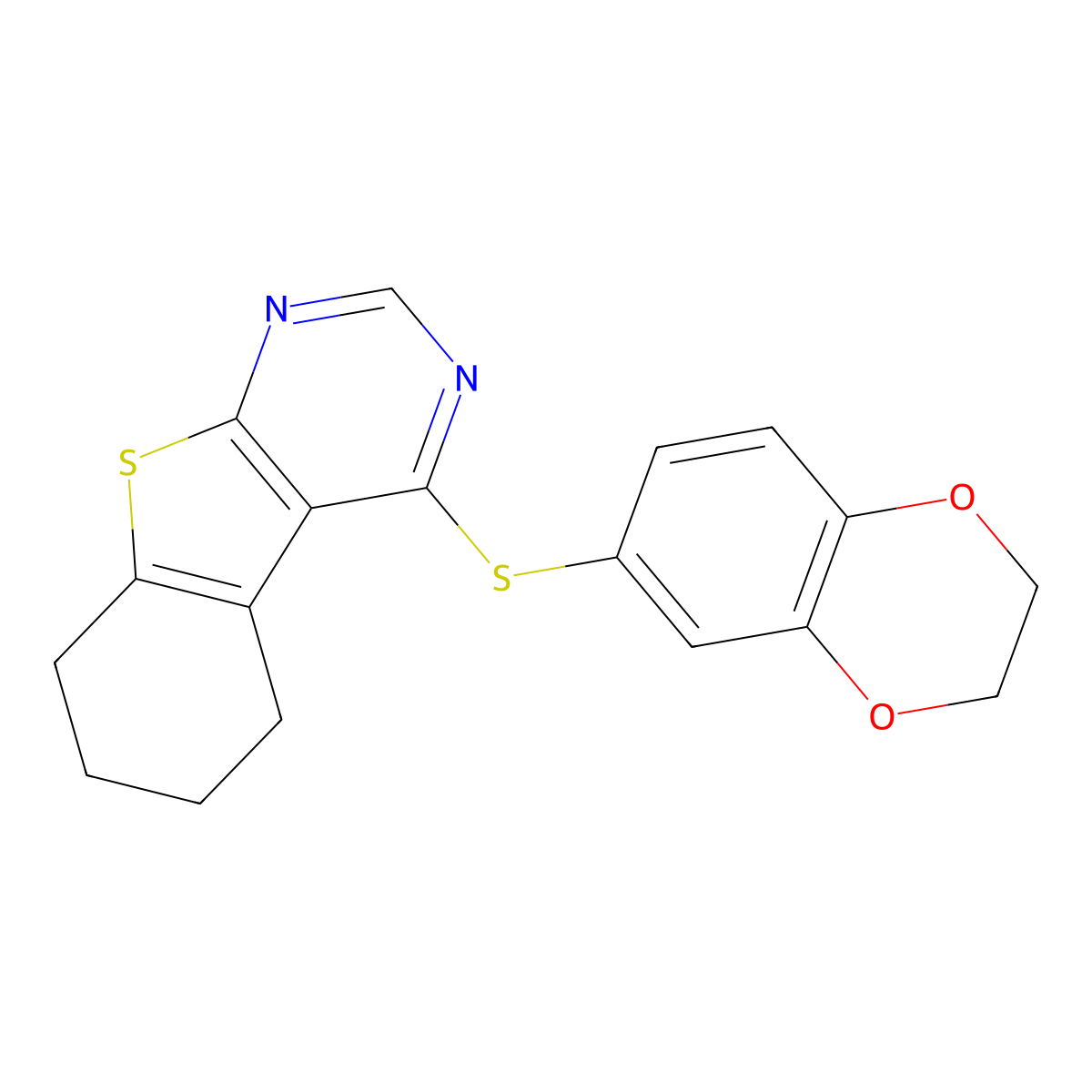 3-(2,3-Dihydro-1,4-benzodioxin-6-ylsulfanyl)-8-thia-4,6-diazatricyclo[7.4.0.0^{2,7}]trideca-1(9),2(7),3,5-tetraene molecular structure, CAS 379243-69-3