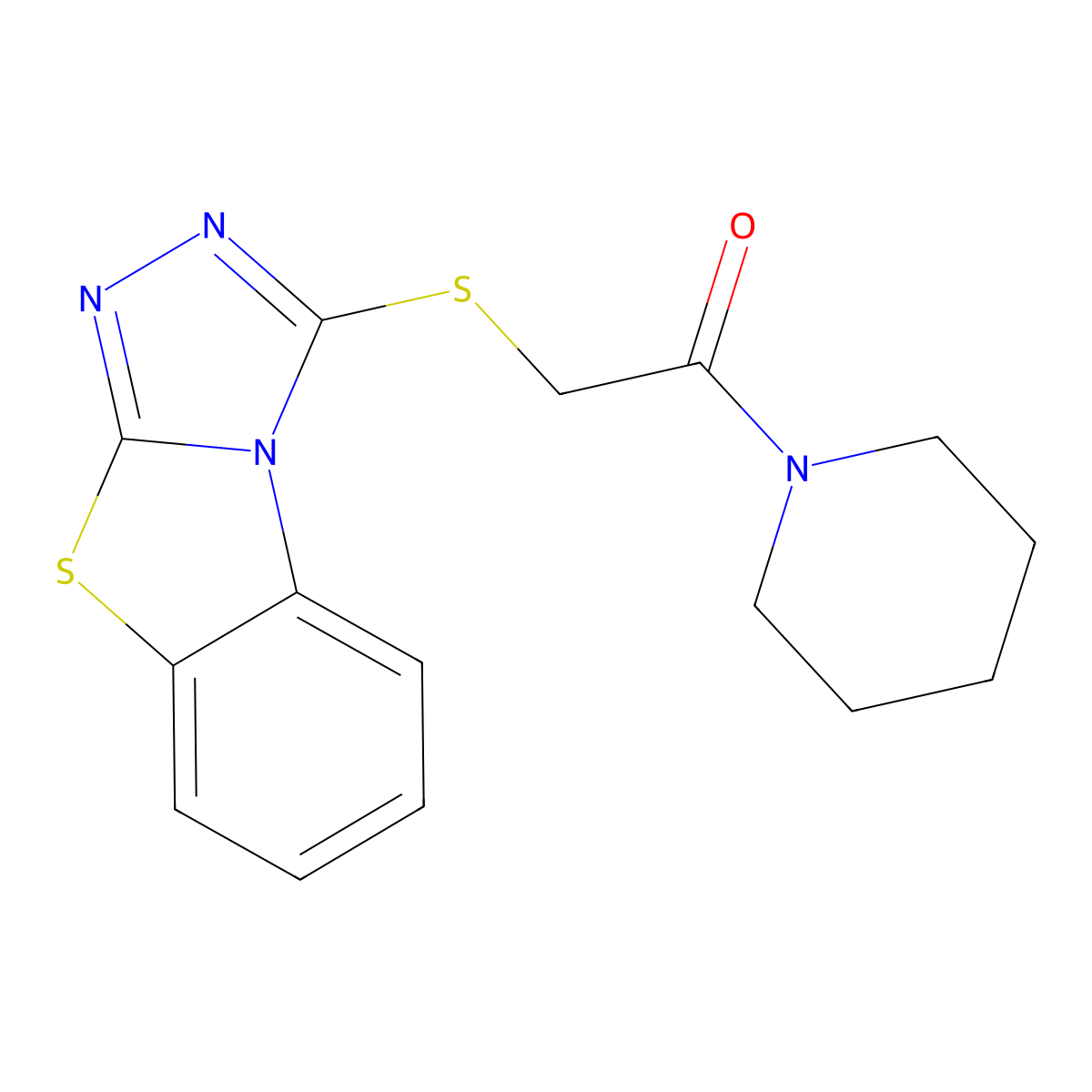 1-Piperidin-1-yl-2-([1,2,4]triazolo[3,4-b][1,3]benzothiazol-1-ylsulfanyl)ethanone molecular structure, CAS 379243-86-4
