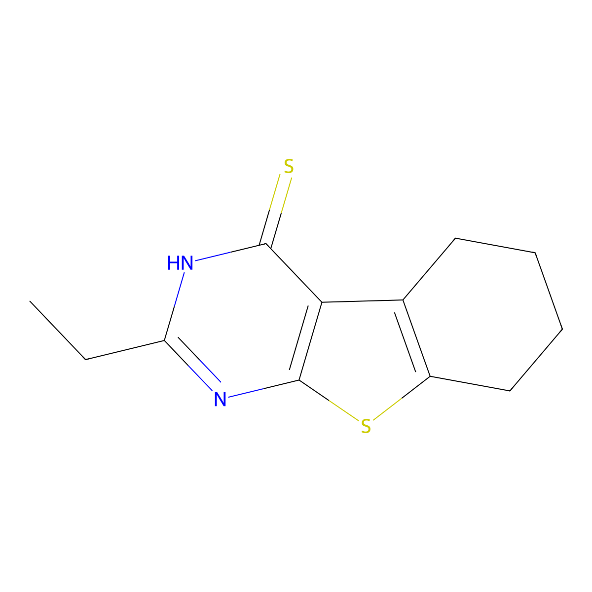 2-ethyl-5,6,7,8-tetrahydro[1]benzothieno[2,3-d]pyrimidine-4(3H)-thione molecular structure, CAS 379243-88-6
