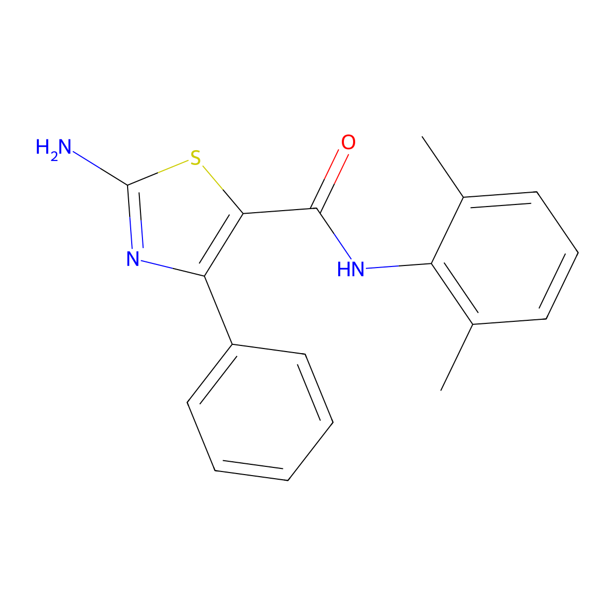 2-amino-N-(2,6-dimethylphenyl)-4-phenyl-1,3-thiazole-5-carboxamide molecular structure, CAS 379244-09-4