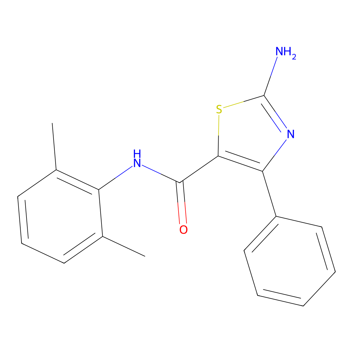 2-amino-N-(2,6-dimethylphenyl)-4-phenyl-1,3-thiazole-5-carboxamide molecular structure, CAS 379244-09-4