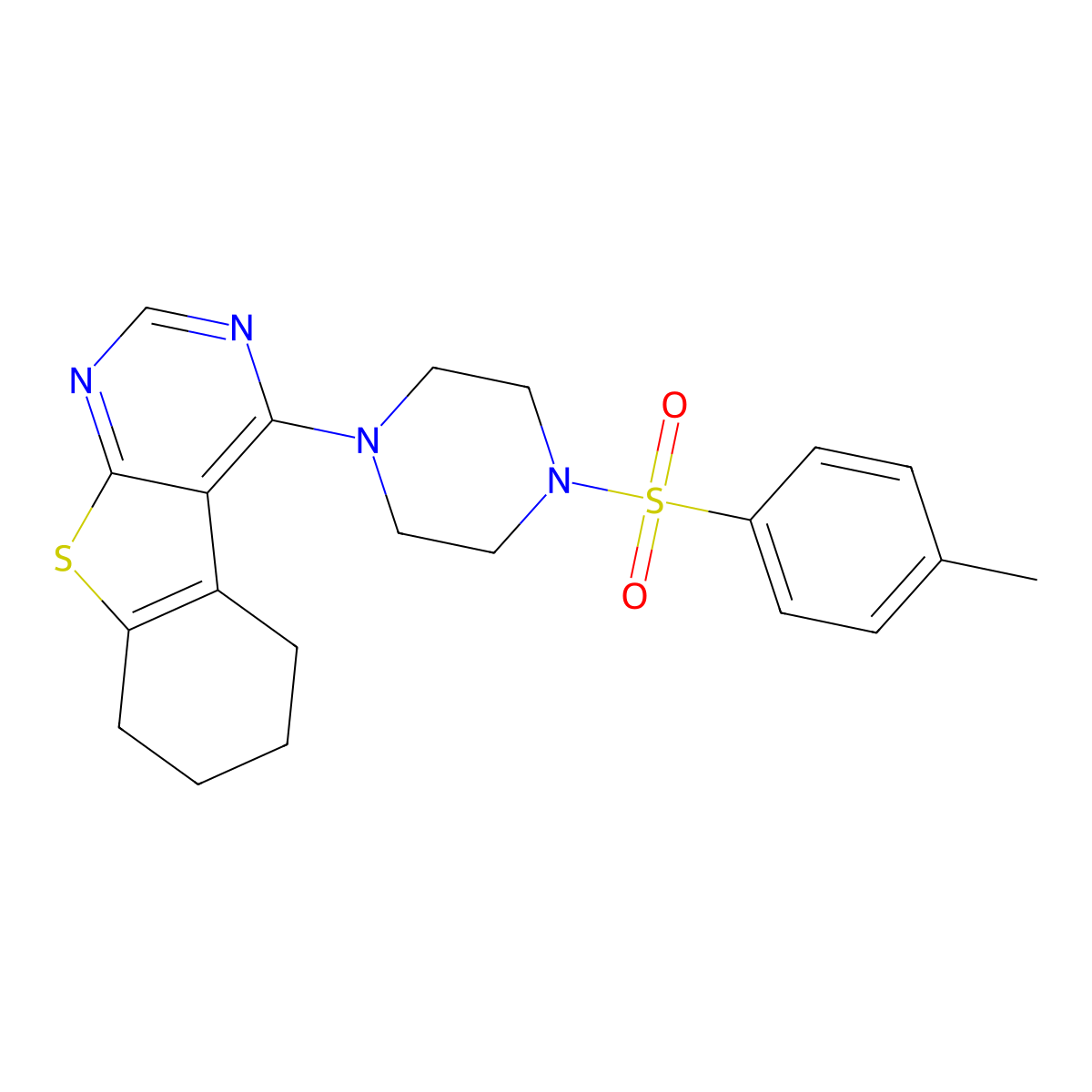 4-[4-(4-Methylphenyl)sulfonylpiperazin-1-yl]-5,6,7,8-tetrahydro-[1]benzothiolo[2,3-d]pyrimidine molecular structure, CAS 379244-11-8