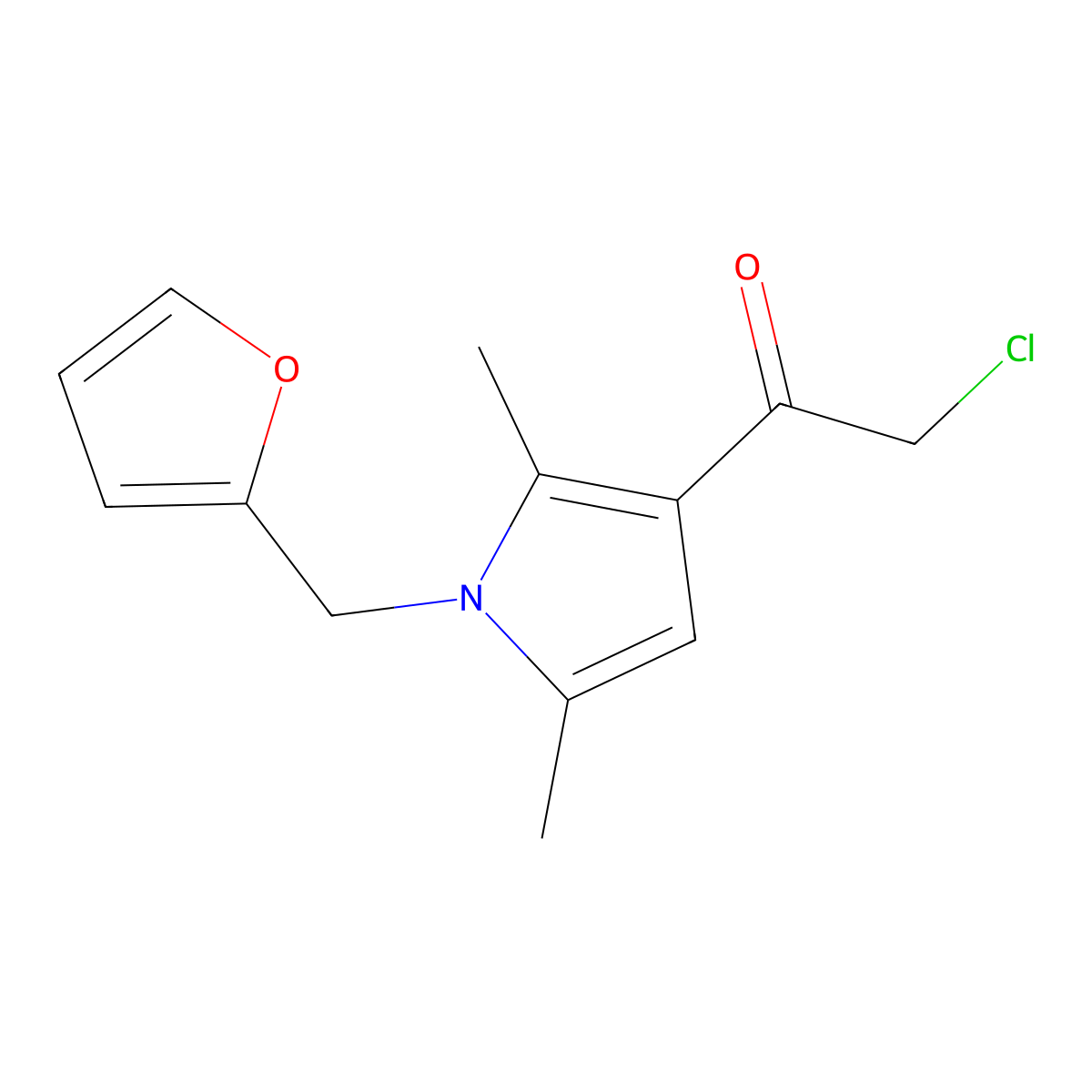 2-chloro-1-(1-((furan-2-yl)methyl)-2,5-dimethyl-1H-pyrrol-3-yl)ethan-1-one molecular structure, CAS 379244-16-3