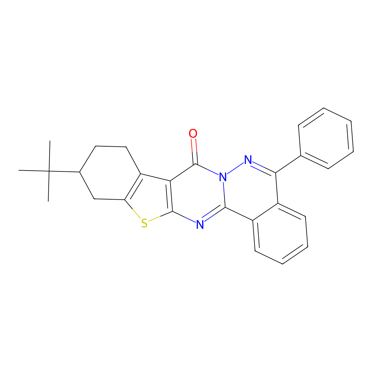 11-tert-butyl-5-phenyl-9,10,11,12-tetrahydro-8H-[1]benzothieno[2',3':4,5]pyrimido[2,1-a]phthalazin-8-one molecular structure, CAS 379244-22-1
