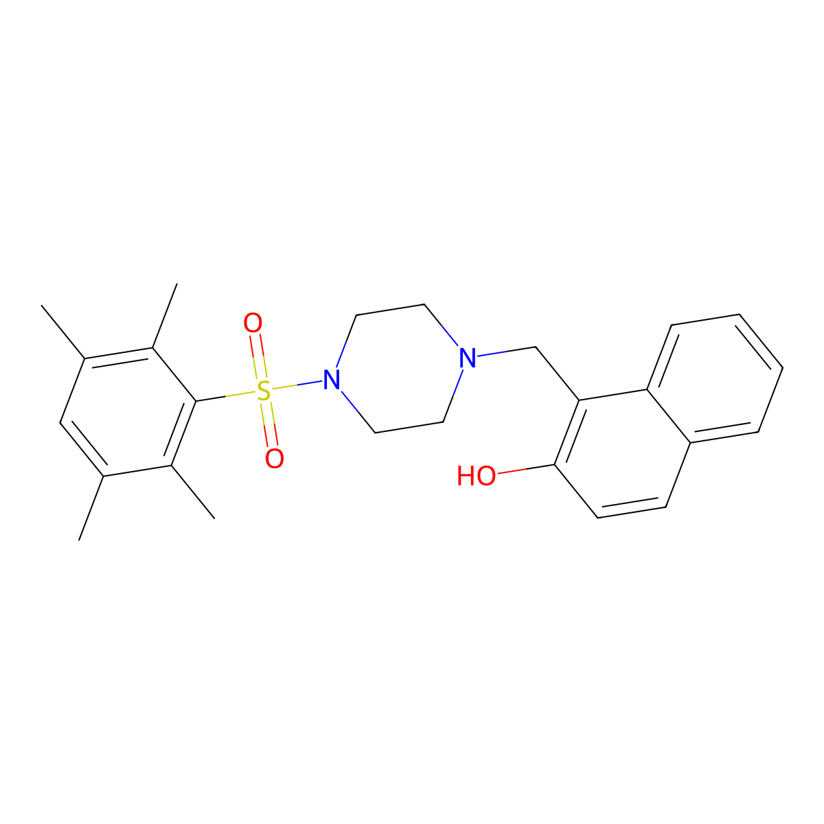 1-{[4-(2,3,5,6-Tetramethylbenzenesulfonyl)piperazin-1-yl]methyl}naphthalen-2-ol molecular structure, CAS 379244-25-4