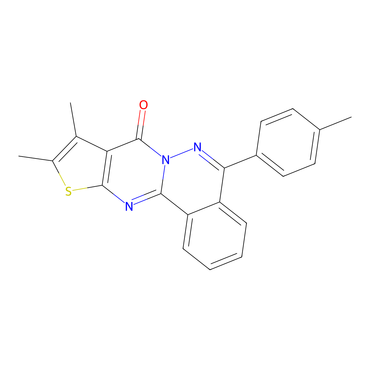9,10-dimethyl-5-(4-methylphenyl)-8H-thieno[2',3':4,5]pyrimido[2,1-a]phthalazin-8-one molecular structure, CAS 379244-47-0