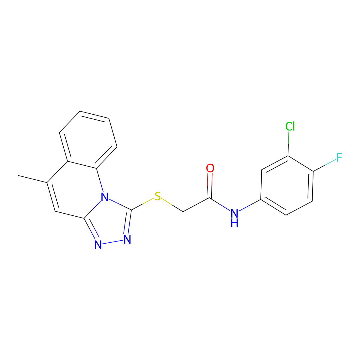 N-(3-Chloro-4-fluorophenyl)-2-({5-methyl-[1,2,4]triazolo[4,3-A]quinolin-1-YL}sulfanyl)acetamide molecular structure, CAS 379244-49-2