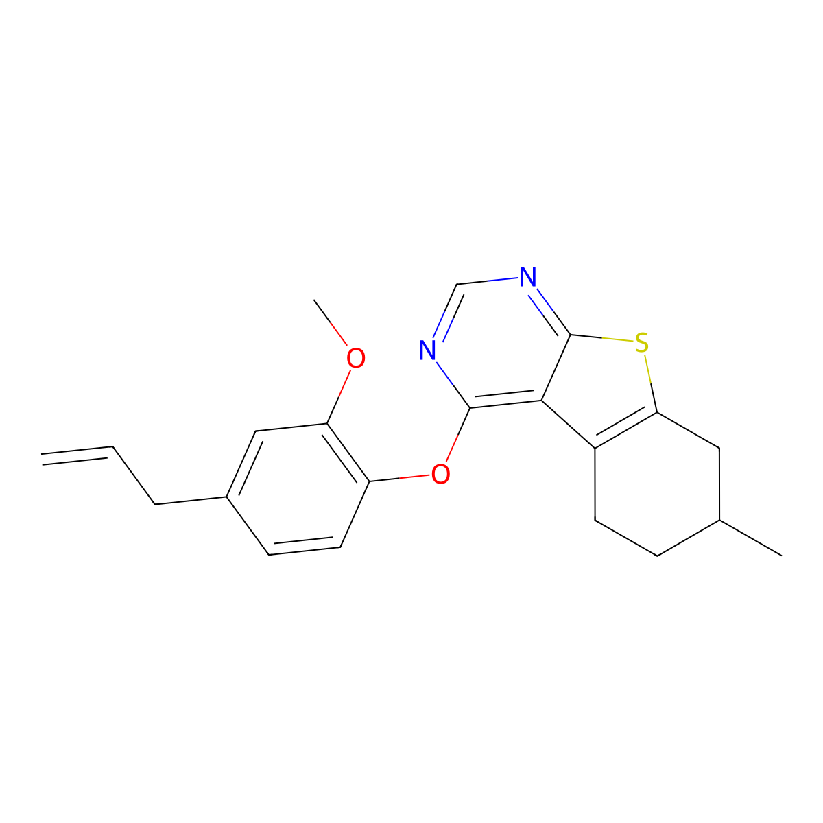 4-(4-Allyl-2-methoxyphenoxy)-7-methyl-5,6,7,8-tetrahydro[1]benzothieno[2,3-d]pyrimidine molecular structure, CAS 379244-51-6