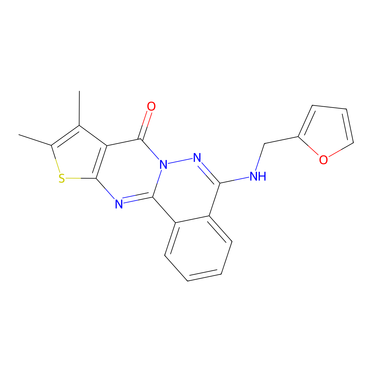 8-{[(Furan-2-yl)methyl]amino}-13,14-dimethyl-15-thia-9,10,17-triazatetracyclo[8.7.0.0^{2,7}.0^{12,16}]heptadeca-1(17),2(7),3,5,8,12(16),13-heptaen-11-one molecular structure, CAS 379244-61-8