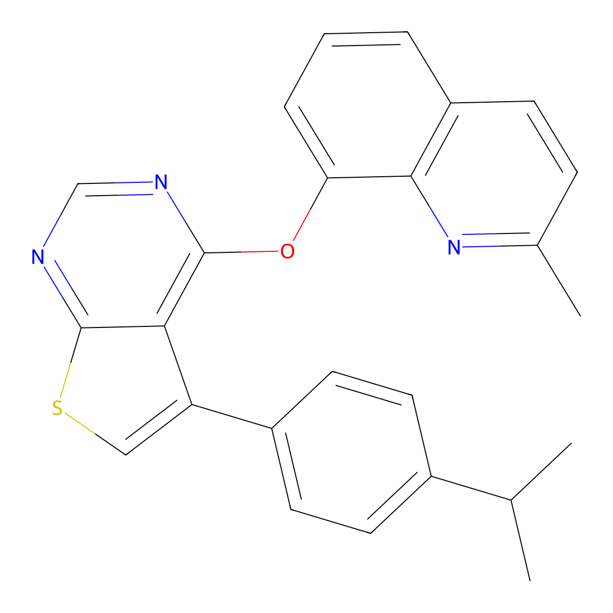 8-{[5-(4-Isopropylphenyl)thieno[2,3-d]pyrimidin-4-yl]oxy}-2-methylquinoline molecular structure, CAS 379244-67-4