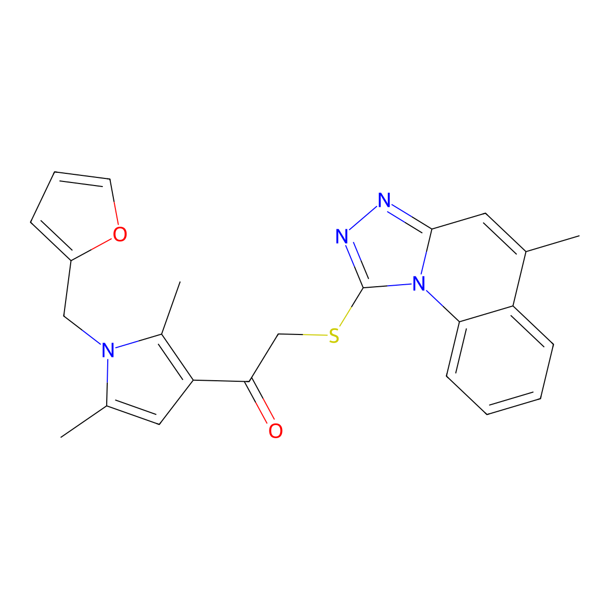 1-[1-(2-Furylmethyl)-2,5-dimethyl-1H-pyrrol-3-YL]-2-[(5-methyl[1,2,4]triazolo[4,3-A]quinolin-1-YL)sulfanyl]ethanone molecular structure, CAS 379244-69-6