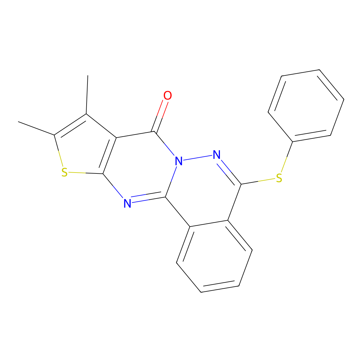 13,14-Dimethyl-8-(phenylsulfanyl)-15-thia-9,10,17-triazatetracyclo[8.7.0.0^{2,7}.0^{12,16}]heptadeca-1(17),2(7),3,5,8,12(16),13-heptaen-11-one molecular structure, CAS 379244-75-4
