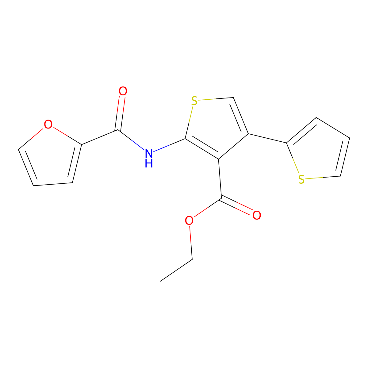 Ethyl 2-(furan-2-carbonylamino)-4-thiophen-2-ylthiophene-3-carboxylate molecular structure, CAS 379244-80-1