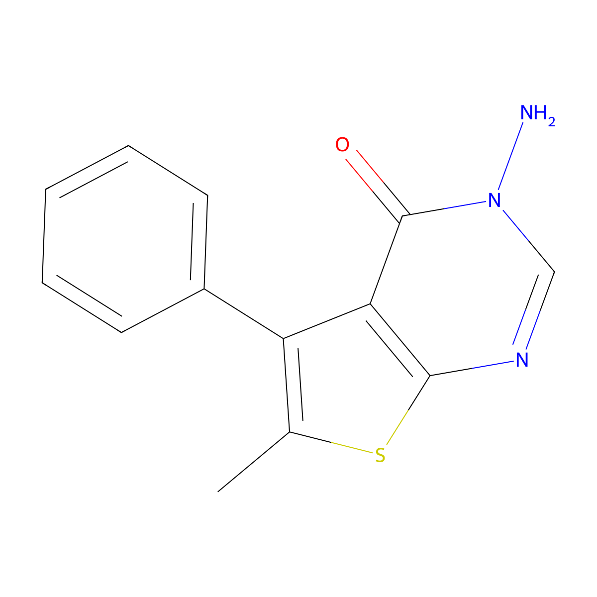 3-amino-6-methyl-5-phenyl-3H,4H-thieno[2,3-d]pyrimidin-4-one molecular structure, CAS 379244-85-6