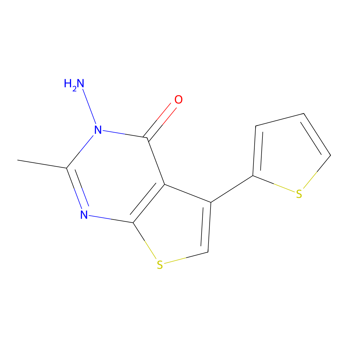 3-amino-2-methyl-5-(2-thienyl)thieno[2,3-d]pyrimidin-4(3H)-one molecular structure, CAS 379244-87-8