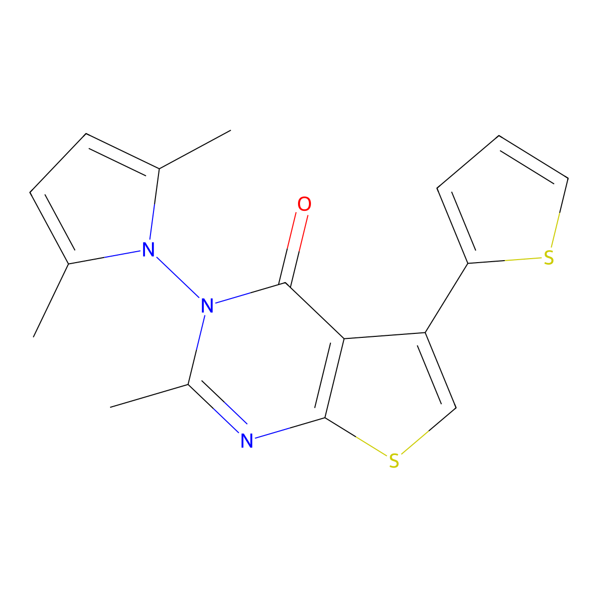3-(2,5-Dimethylpyrrol-1-yl)-2-methyl-5-thiophen-2-ylthieno[2,3-d]pyrimidin-4-one molecular structure, CAS 379244-89-0