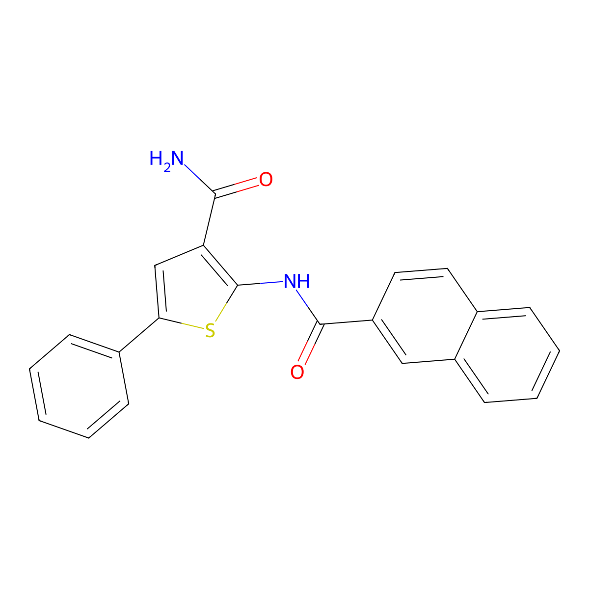 2-(2-Naphthylcarbonylamino)-5-phenylthiophene-3-carboxamide molecular structure, CAS 379244-96-9