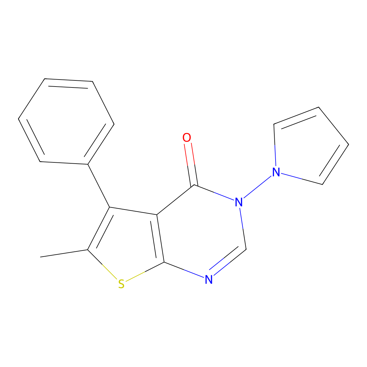 6-methyl-5-phenyl-3-(1H-pyrrol-1-yl)thieno[2,3-d]pyrimidin-4(3H)-one molecular structure, CAS 379244-98-1