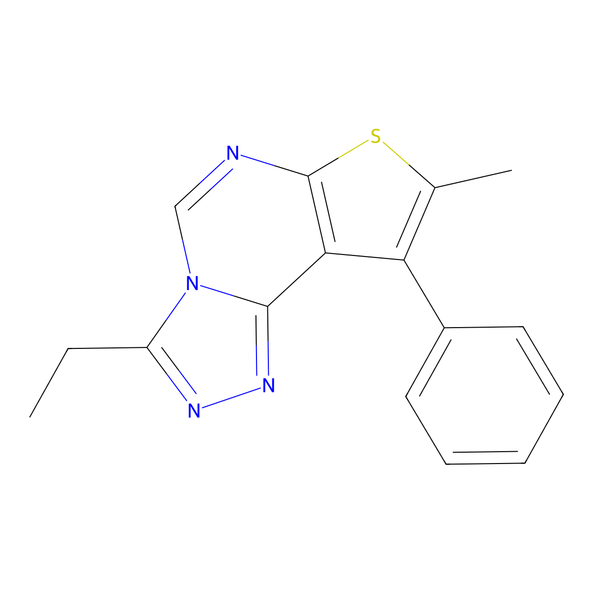 5-Ethyl-11-methyl-12-phenyl-10-thia-3,4,6,8-tetraazatricyclo[7.3.0.0^{2,6}]dodeca-1(9),2,4,7,11-pentaene molecular structure, CAS 379245-20-2