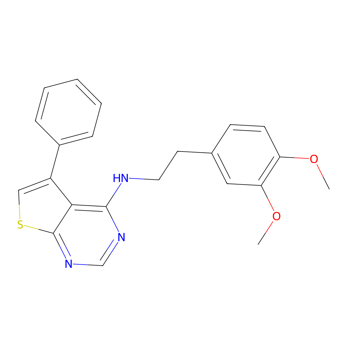 N-[2-(3,4-dimethoxyphenyl)ethyl]-5-phenylthieno[2,3-d]pyrimidin-4-amine molecular structure, CAS 379245-32-6