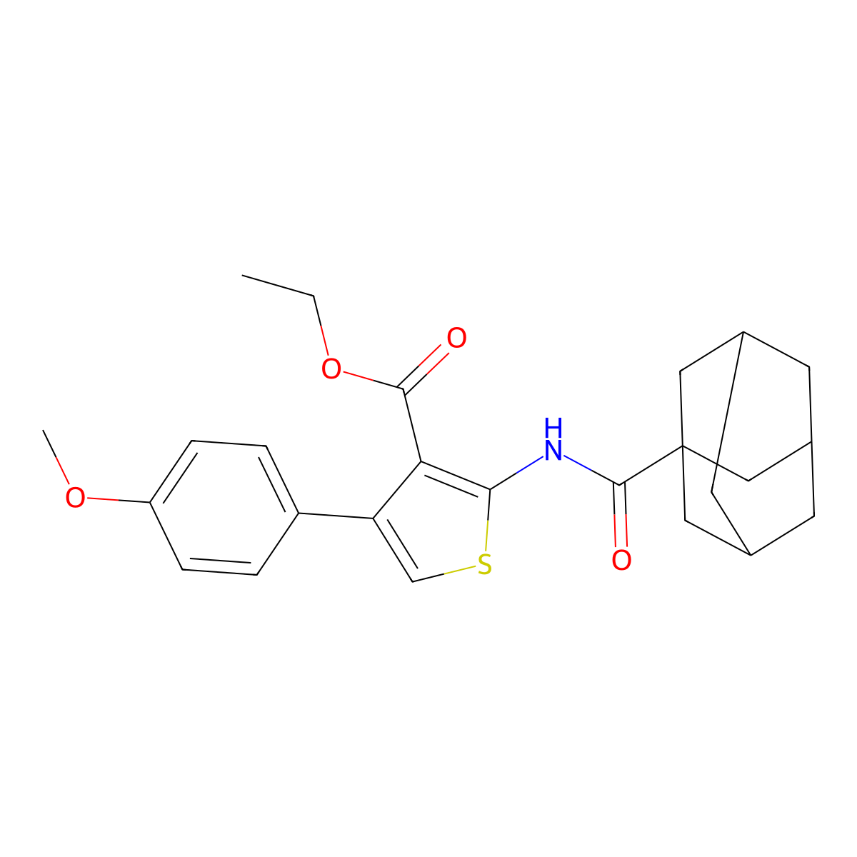Ethyl 2-(adamantanylcarbonylamino)-4-(4-methoxyphenyl)thiophene-3-carboxylate molecular structure, CAS 379245-39-3