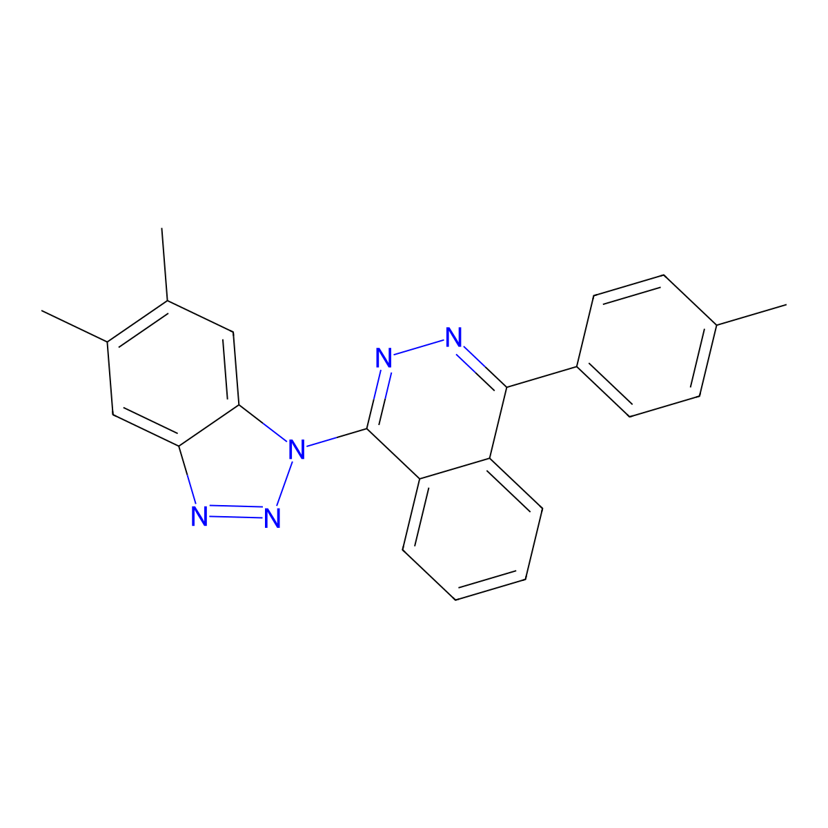 1-(5,6-dimethyl-1H-1,2,3-benzotriazol-1-yl)-4-(4-methylphenyl)phthalazine molecular structure, CAS 379245-43-9