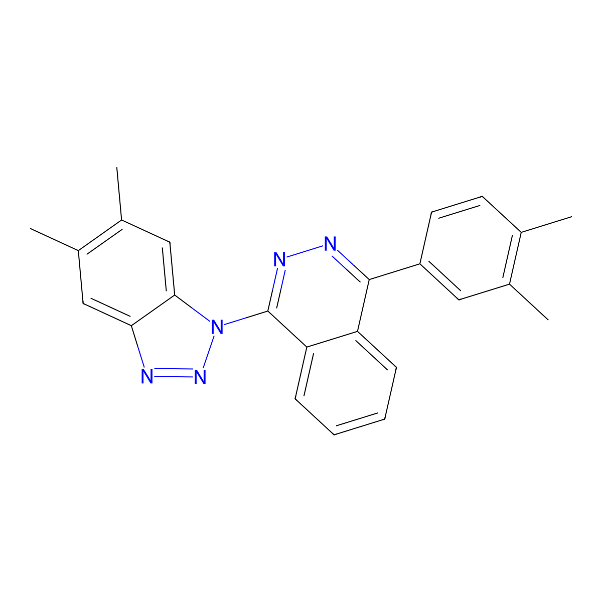 1-(5,6-dimethyl-1H-1,2,3-benzotriazol-1-yl)-4-(3,4-dimethylphenyl)phthalazine molecular structure, CAS 379245-48-4