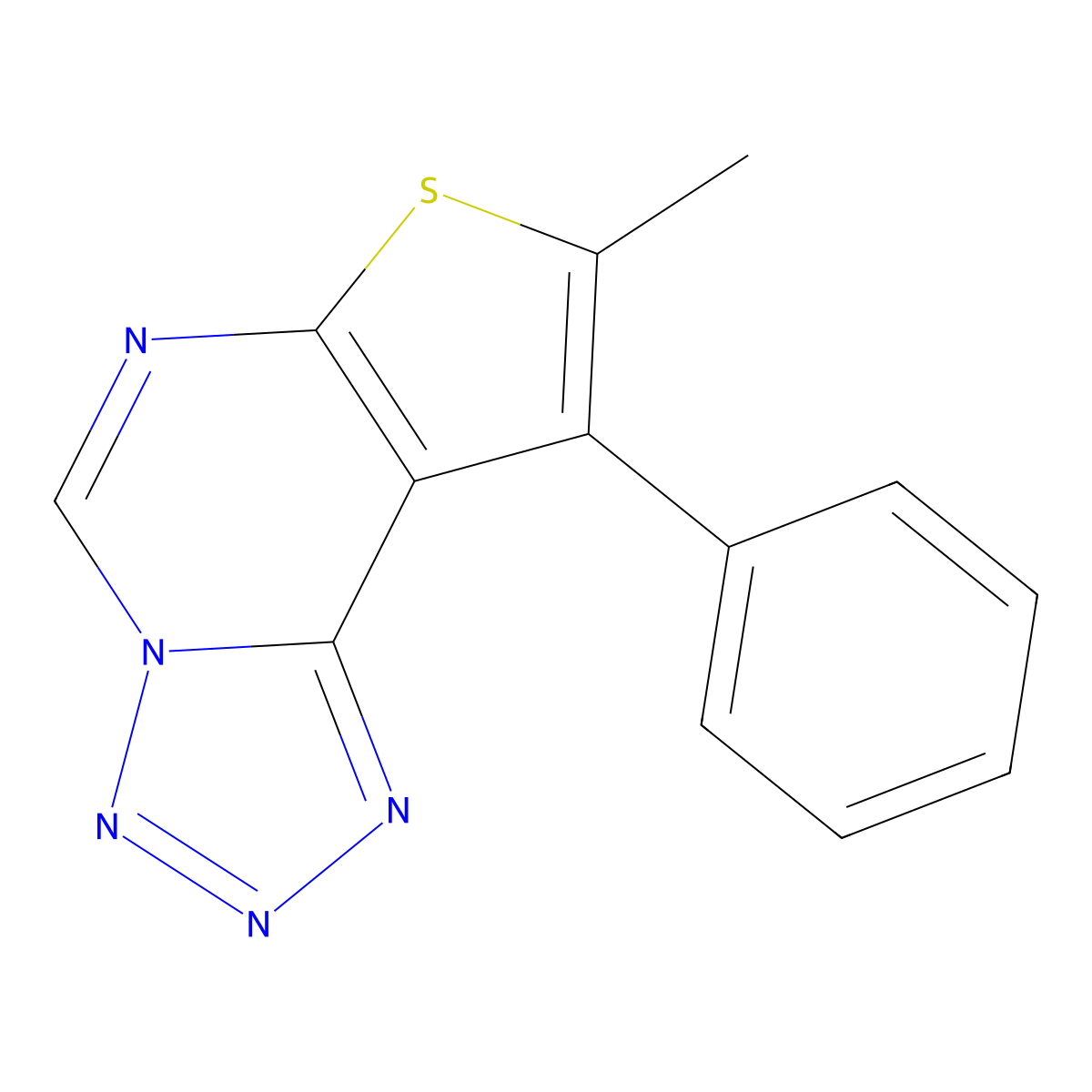 8-Methyl-9-phenyltetrazolo[1,5-c]thieno[3,2-e]pyrimidine molecular structure, CAS 379245-87-1