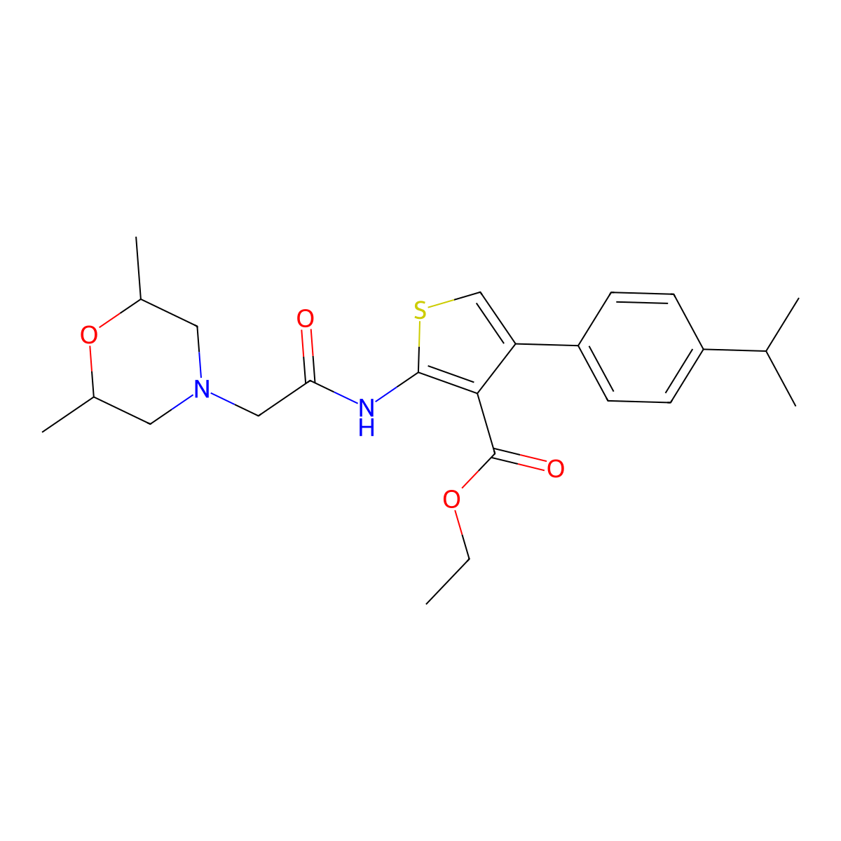 Ethyl 2-(2-(2,6-dimethylmorpholino)acetamido)-4-(4-isopropylphenyl)thiophene-3-carboxylate molecular structure, CAS 379245-94-0