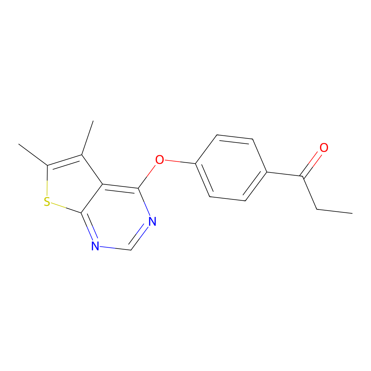 1-[4-(5,6-Dimethylthiopheno[3,2-e]pyrimidin-4-yloxy)phenyl]propan-1-one molecular structure, CAS 379246-12-5