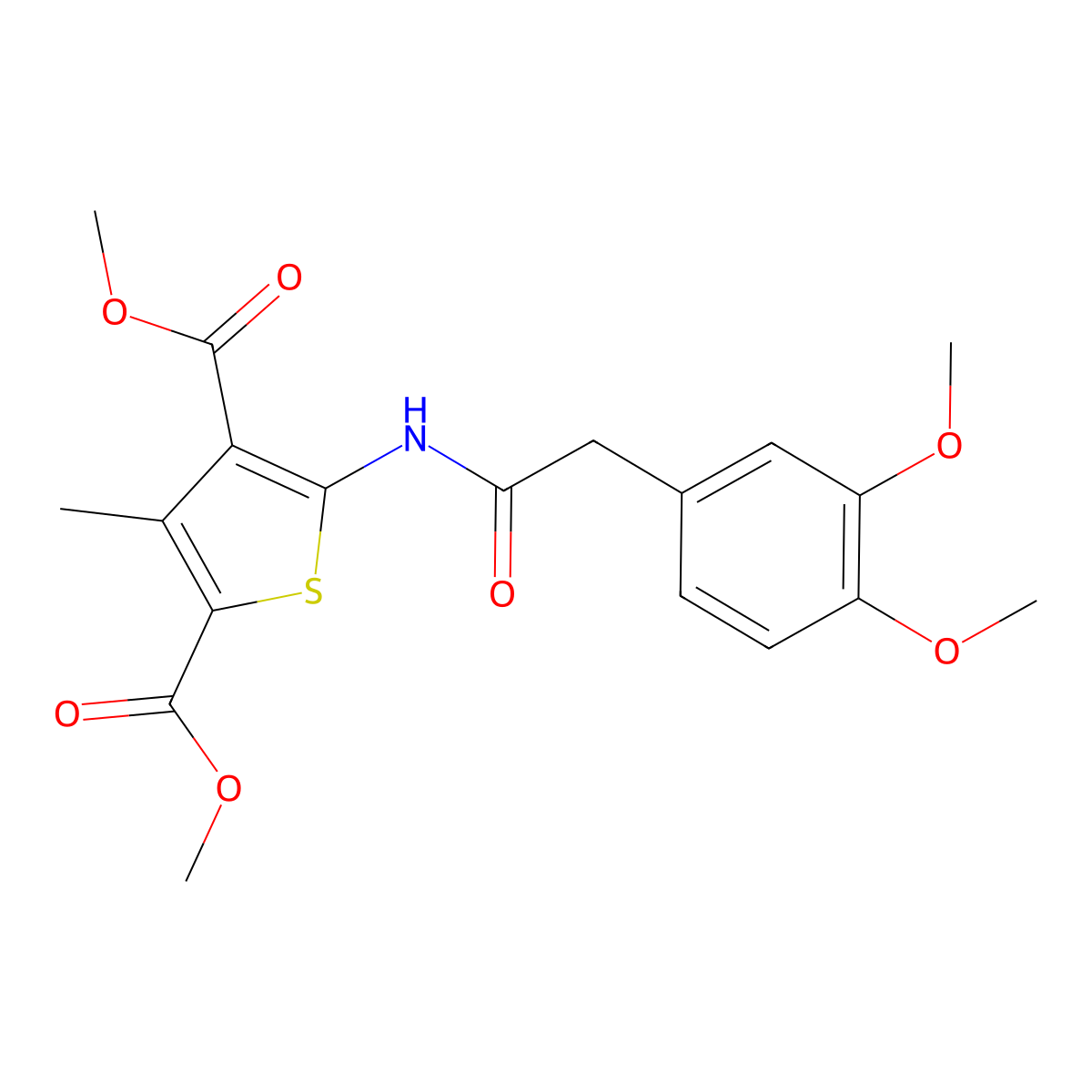 Dimethyl 5-{[(3,4-dimethoxyphenyl)acetyl]amino}-3-methylthiophene-2,4-dicarboxylate molecular structure, CAS 379246-21-6