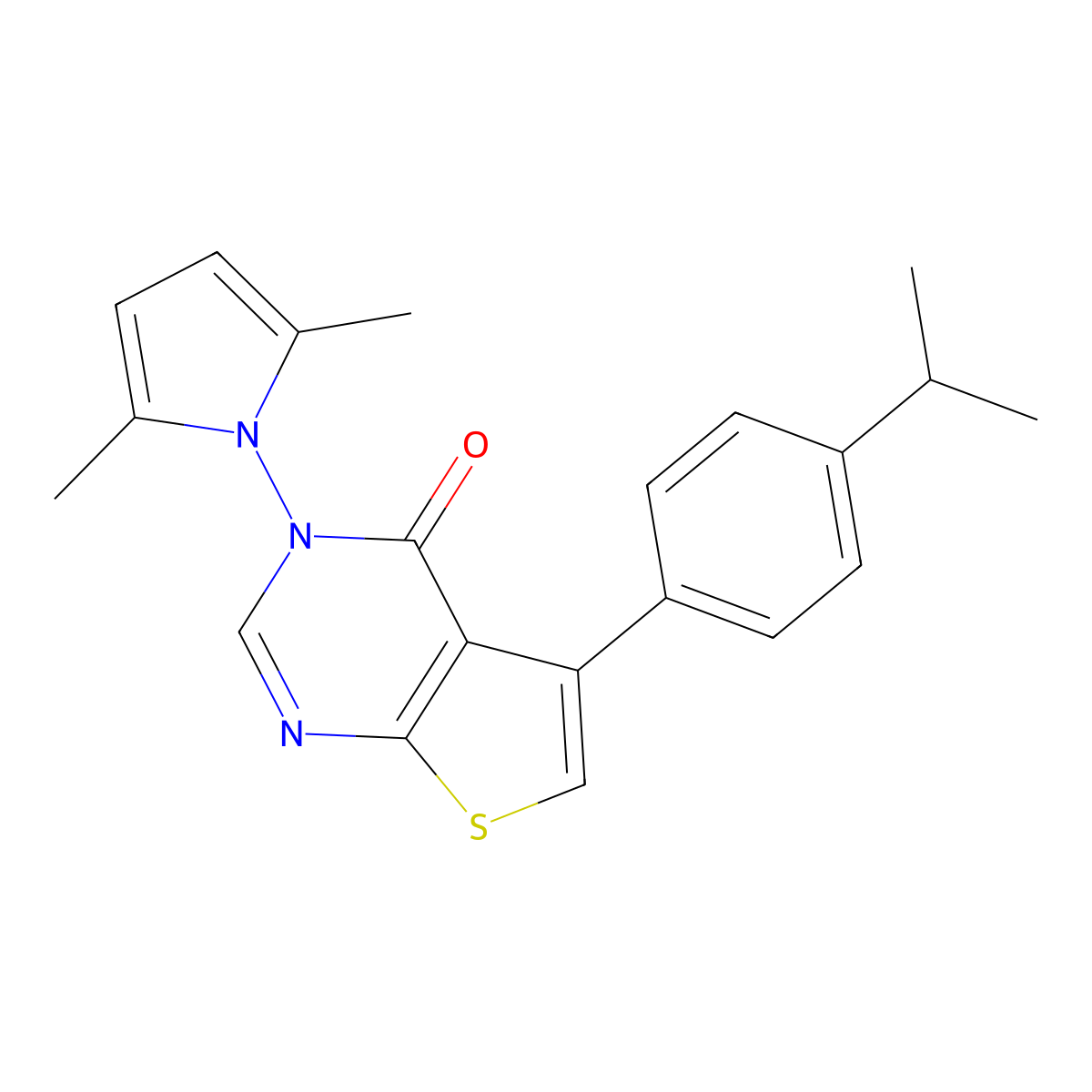 3-(2,5-dimethyl-1H-pyrrol-1-yl)-5-(4-isopropylphenyl)thieno[2,3-d]pyrimidin-4(3H)-one molecular structure, CAS 379246-30-7